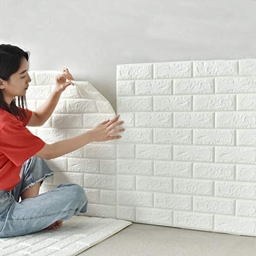 3d Wall Sticker White Brick Sheet | (70×77 Cm) Waterproof
