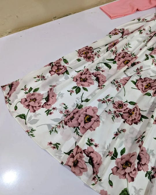 2 Pcs Stylish Floral Print Maxi Dress With Pink Jacket