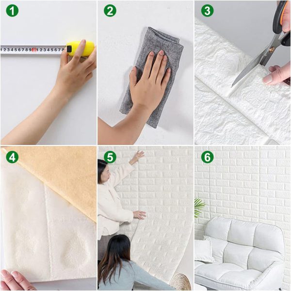 3d Wall Sticker White Brick Sheet | (70×77 Cm) Waterproof