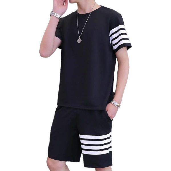 Black Color Trendy Line Printed Tracksuit