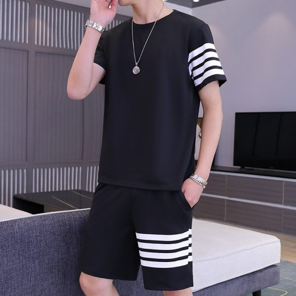 Black Color Trendy Line Printed Tracksuit