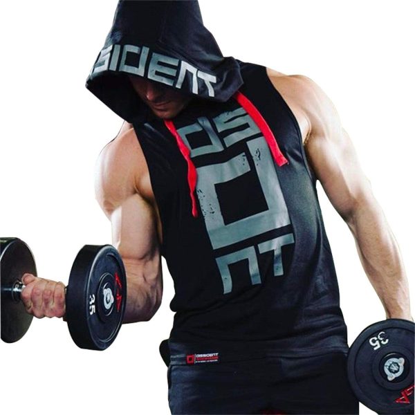 Black Gym Sleeveless Hood Tracksuit