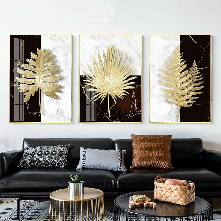 Set Of 3pcs Flower Metal Art Wall Frame For Home And Office Decor