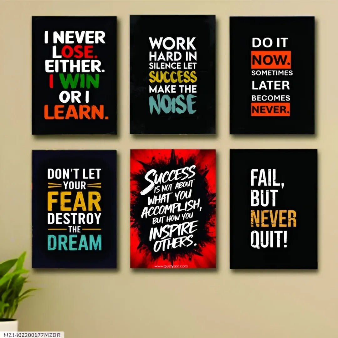 Set Of 6 Motivational Wooden Canvas