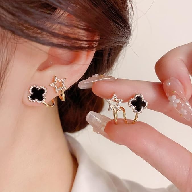 Sparkling Clover Star Earrings